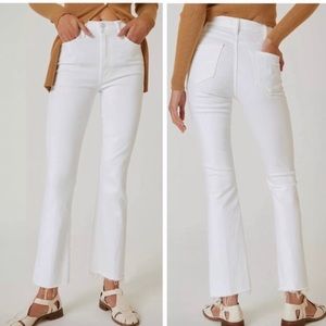 Mother 28 Hustler Ankle Fray White Jeans Fairest of Them All Fray Cut Off